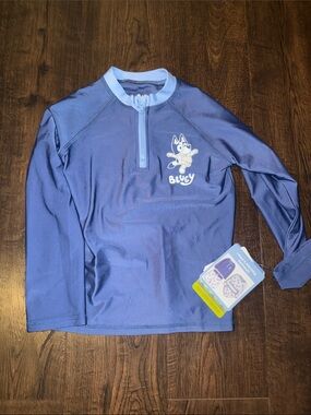 Bluey Kids' Long-Sleeve Navy Rashguard with Front Zip - Blue